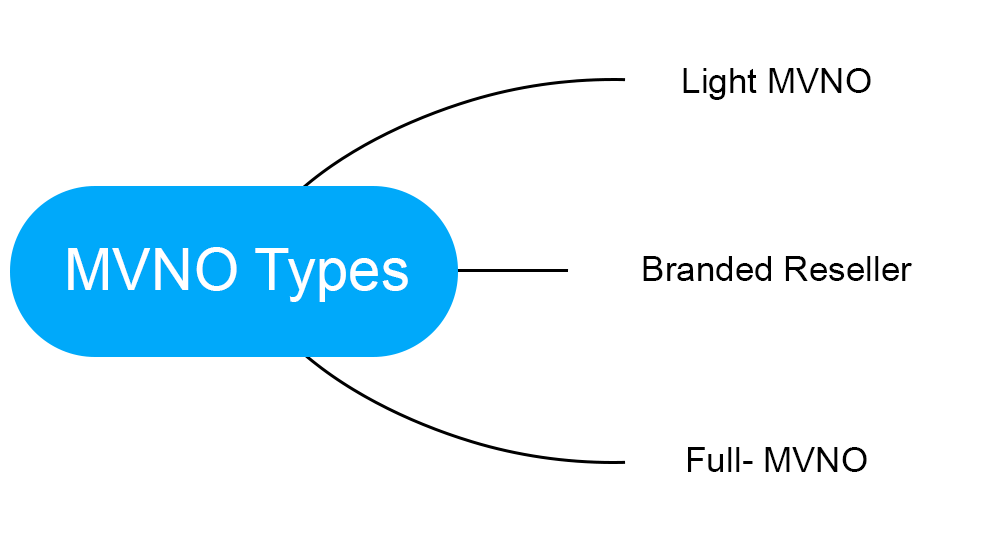 MVNO has three types. Light MVNO, Brand Reseller and Full MVNO